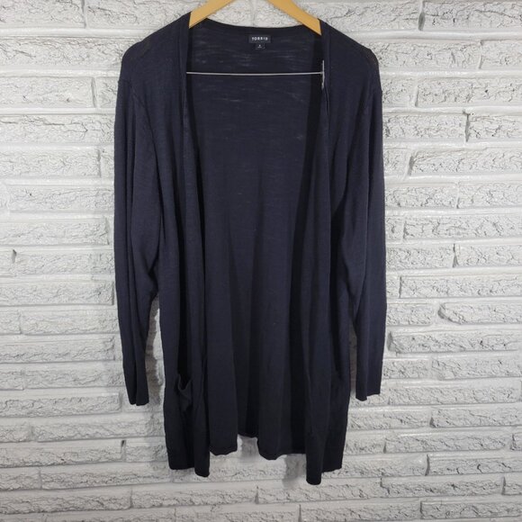Torrid Womens Sweater 3 3X Plus Cardigan Open Black Lightweight Pockets BLA48E - Picture 1 of 9